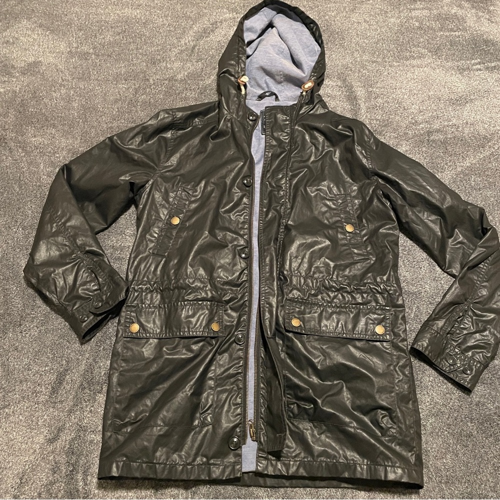 Men's Black Hooded Rain Jacket / Trench coat